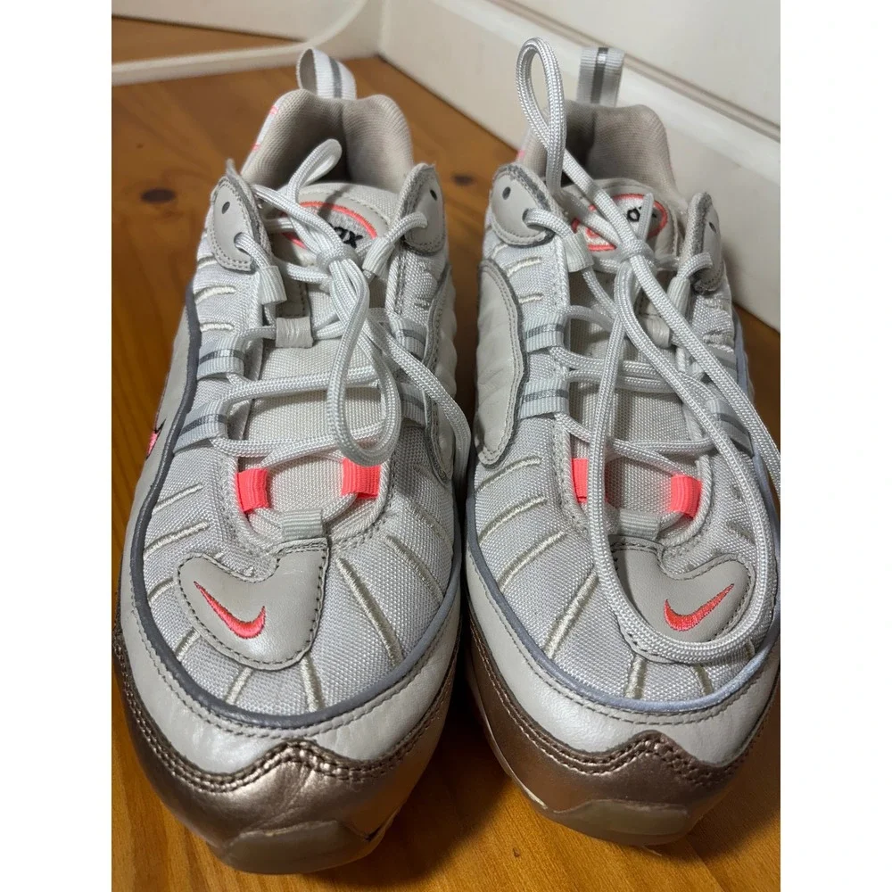Nike Air Max 98 Women's Shoes White Rose Gold Pink‎ Silver Size 7.5